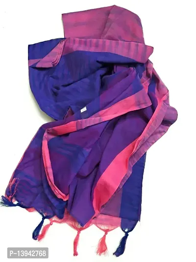PuJoy Women's Tant Cotton Saree with Blouse Piece (Purple)-thumb5