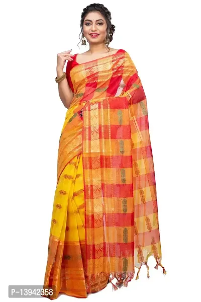 Buy SUBHADRA Embroidered Tant Cotton Blend Red, Yellow Sarees Online @ Best  Price In India | Flipkart.com