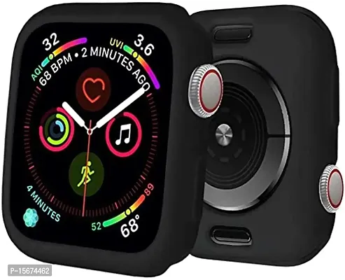 MORUS Ojos Case Compatible for Apple Watch Case 44mm Series 6/5/4/SE Premium Soft Flexible TPU Thin Lightweight Protective Bumper Cover Protector (Black,44 mm)-thumb0
