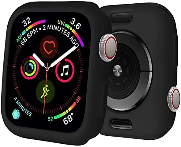 MORUS Ojos Case Compatible for Apple Watch Case 44mm Series 6/5/4/SE Premium Soft Flexible TPU Thin Lightweight Protective Bumper Cover Protector (Black,44 mm)