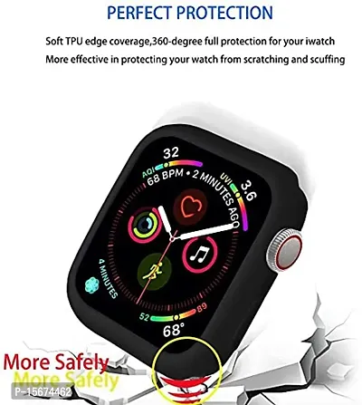 MORUS Ojos Case Compatible for Apple Watch Case 44mm Series 6/5/4/SE Premium Soft Flexible TPU Thin Lightweight Protective Bumper Cover Protector (Black,44 mm)-thumb4