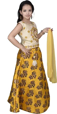 Alluring Yellow Brocade  Lehenga Cholis For Girls-thumb1