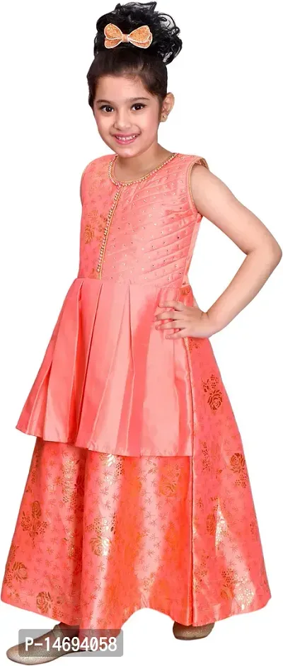 Fabulous Pink Silk Blend  Fit And Flare Dress For Girls-thumb3