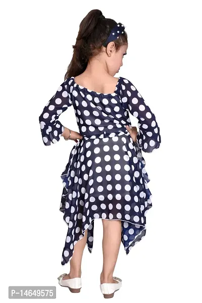 Girls Casual Polka Dots Print Midi Dress-thumb4