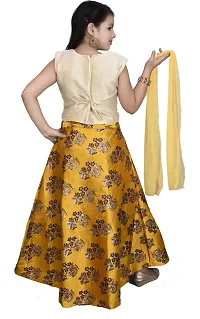 Alluring Yellow Brocade  Lehenga Cholis For Girls-thumb3
