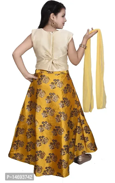 Alluring Yellow Brocade  Lehenga Cholis For Girls-thumb4