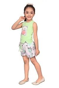 Fabulous Green Cotton Blend Embellished Top With Bottom For Girls-thumb1