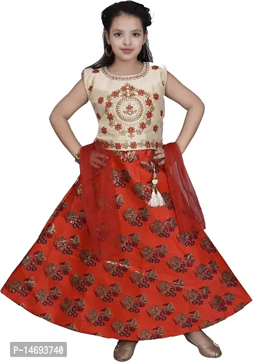 Alluring Red Brocade  Lehenga Cholis For Girls-thumb0