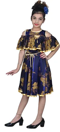 Fabulous Navy Blue Polyester  Frocks For Girls-thumb2