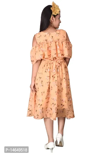 Girls Georgette Flower Midi Frock Partywear Dress-thumb4