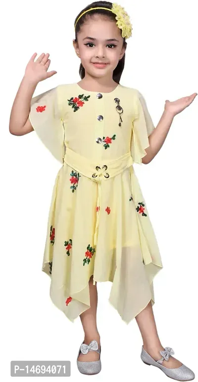 Fabulous Yellow Georgette  Frocks For Girls-thumb0