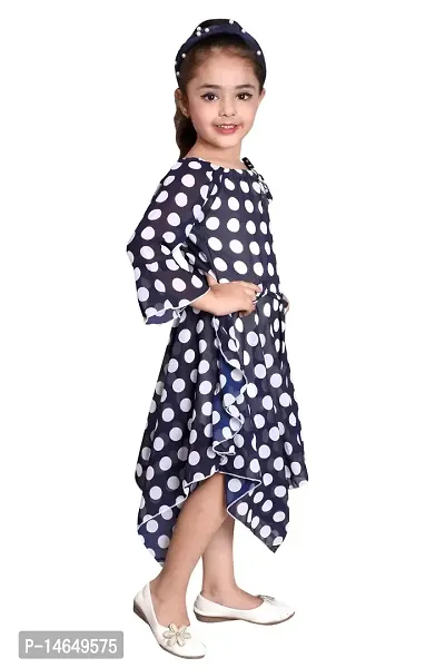 Girls Casual Polka Dots Print Midi Dress-thumb3