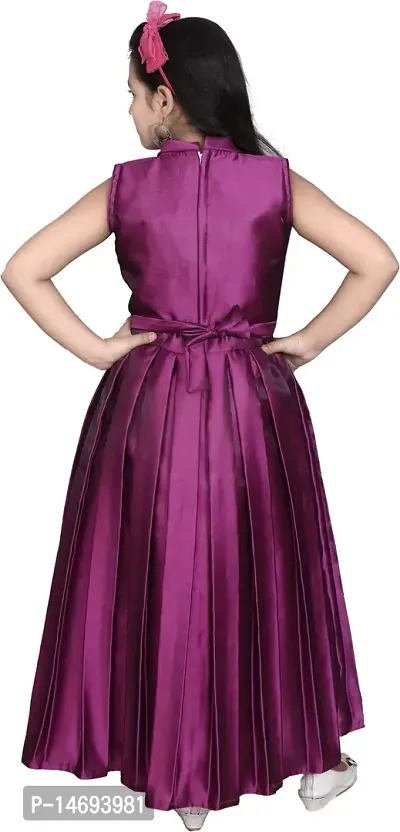 Fabulous Purple Silk Blend  Fit And Flare Dress For Girls-thumb4