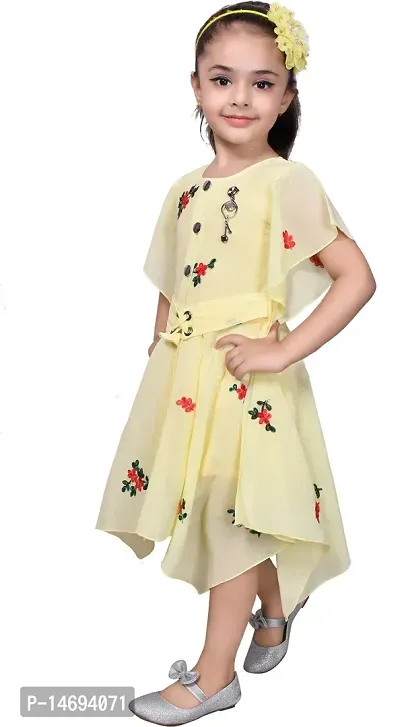 Fabulous Yellow Georgette  Frocks For Girls-thumb2