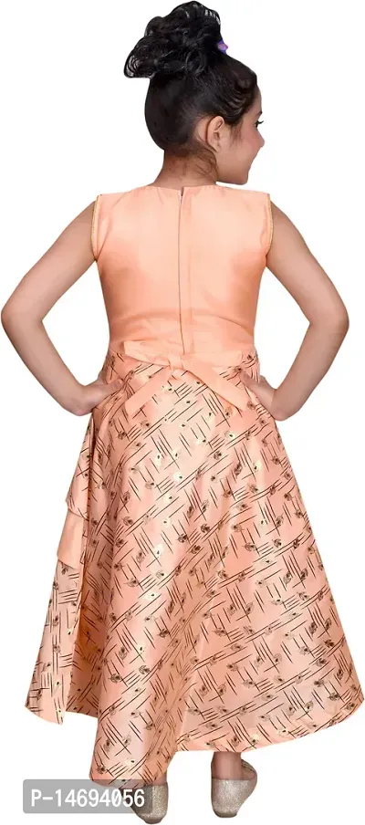 Fabulous Peach Silk Blend  Fit And Flare Dress For Girls-thumb4