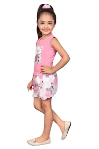 Fabulous Pink Cotton Blend Embellished Top With Bottom For Girls-thumb1