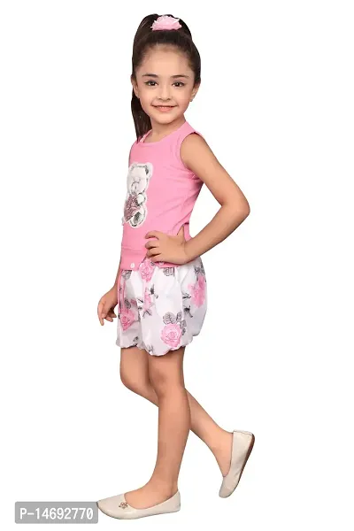 Fabulous Pink Cotton Blend Embellished Top With Bottom For Girls-thumb2