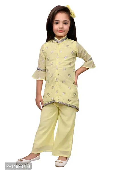 Alluring Yellow Georgette  Stitched Salwar Suit Sets For Girls-thumb0