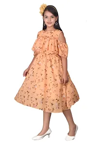 Girls Georgette Flower Midi Frock Partywear Dress-thumb1