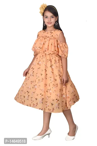 Girls Georgette Flower Midi Frock Partywear Dress-thumb2