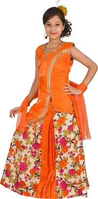 Alluring Orange Silk Blend  Lehenga Cholis For Girls-thumb1