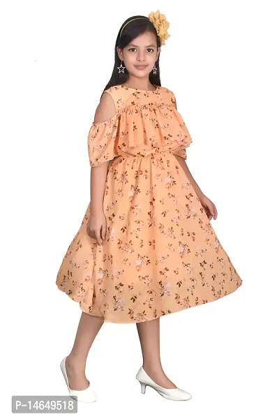 Girls Georgette Flower Midi Frock Partywear Dress-thumb3