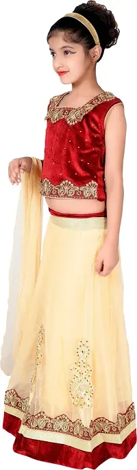 Alluring Beige Net  Lehenga Cholis For Girls-thumb1