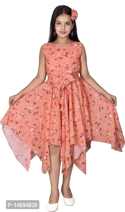 Fabulous Orange Georgette  Frocks For Girls