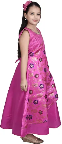 Fabulous Pink Silk Blend  Fit And Flare Dress For Girls-thumb2