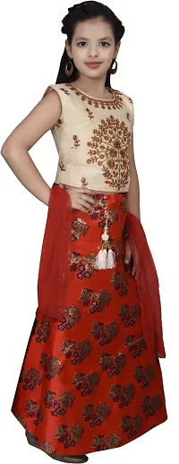 Alluring Red Brocade  Lehenga Cholis For Girls-thumb2