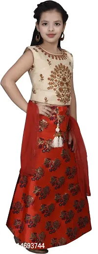 Alluring Red Brocade  Lehenga Cholis For Girls-thumb3