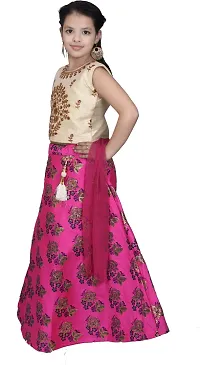 Alluring Pink Brocade  Lehenga Cholis For Girls-thumb2