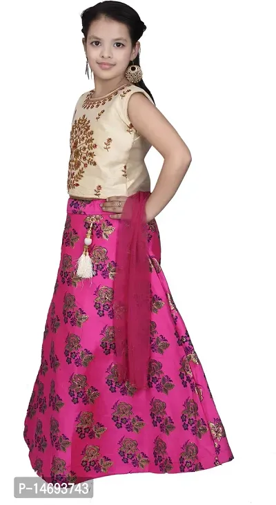 Alluring Pink Brocade  Lehenga Cholis For Girls-thumb3