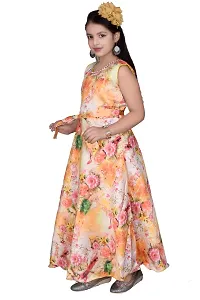 Girls Silk Blend Floral Frock Gown Partywear Dress-thumb1