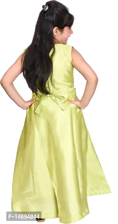Fabulous Green Silk Blend  Fit And Flare Dress For Girls-thumb2
