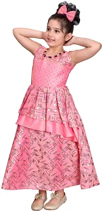 Fabulous Pink Silk Blend  Fit And Flare Dress For Girls-thumb1