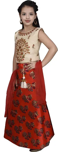 Alluring Red Brocade  Lehenga Cholis For Girls-thumb1