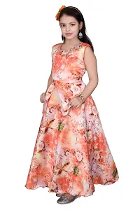 Girls Silk Blend Floral Frock Gown Partywear Dress-thumb2