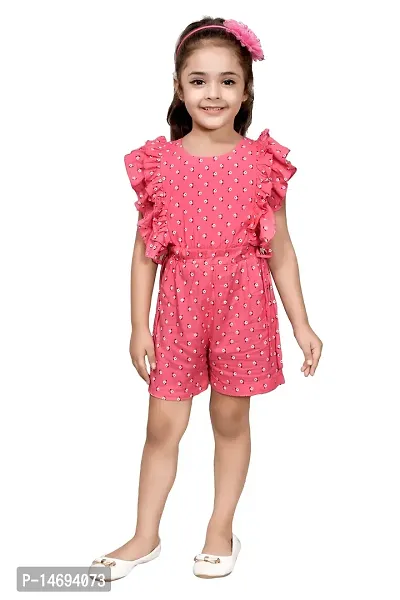 Fabulous Pink Rayon  Capri Jumpsuit For Girls