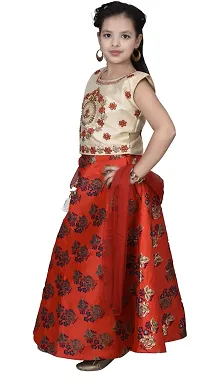 Alluring Red Brocade  Lehenga Cholis For Girls-thumb1