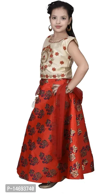 Alluring Red Brocade  Lehenga Cholis For Girls-thumb2