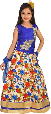 Alluring Blue Silk Blend  Lehenga Cholis For Girls-thumb1