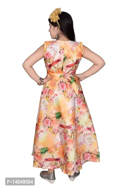 Girls Silk Blend Floral Frock Gown Partywear Dress-thumb4