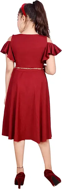 Fabulous Maroon Cotton Blend  Frocks For Girls-thumb3