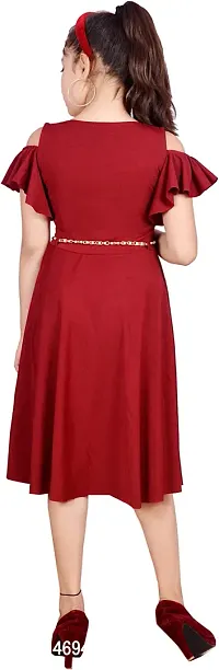 Fabulous Maroon Cotton Blend  Frocks For Girls-thumb4