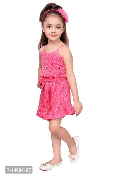 Fabulous Pink Rayon  Capri Jumpsuit For Girls-thumb2