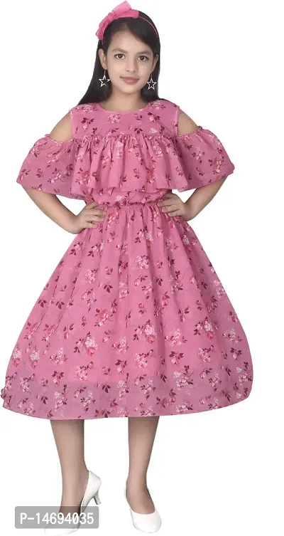 Fabulous Pink Georgette  Frocks For Girls