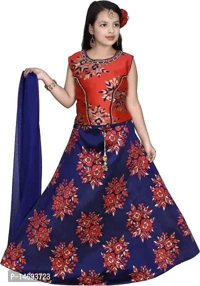 Alluring Red Brocade  Lehenga Cholis For Girls