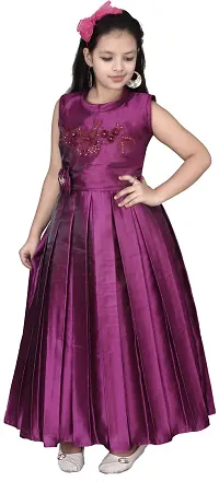 Fabulous Purple Silk Blend  Fit And Flare Dress For Girls-thumb2