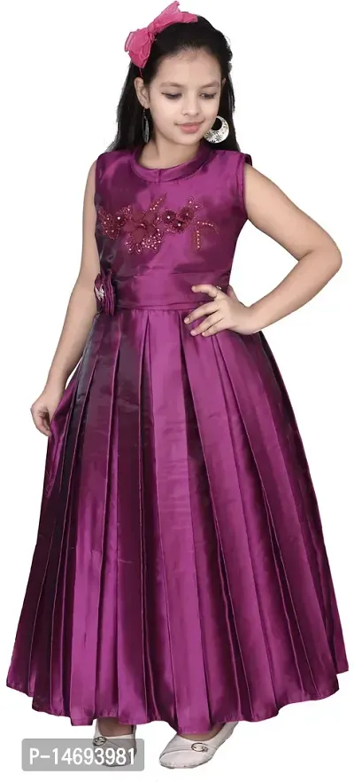 Fabulous Purple Silk Blend  Fit And Flare Dress For Girls-thumb3